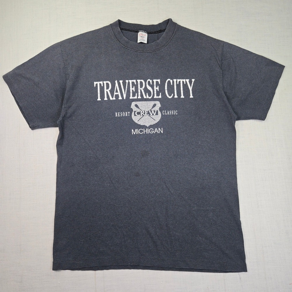 VTG Traverse City Michigan T-Shirt L Men‎ Sherry's Best Gray Single Stitch USA